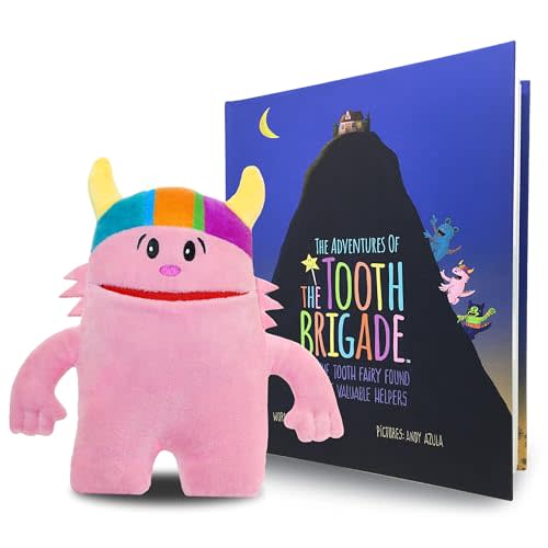Ollie Monster Tooth Fairy Pillow and Book Set | 8" Plush with Pocket for Lost Teeth & Hardcover Storybook w/Tracker, Q&A for Boys Girls Children of All Ages
