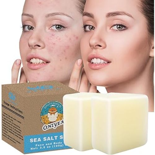 Sea Salt Bar Soap, Goat Milk Soap with Natural Soap Base, Fit for All Skin Types, Organic Goat's Milk Natural Soaps Bars for Men, Women- 3.5 oz Pack of 2