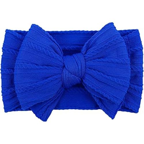 LemonSpace Handmade Fall Baby Girls Bows Soft Stretchy Nylon Hair Bands Hair Accessories Baby headbands with Bows for Newborn Baby Girls Infant Toddlers Kids(Blue)