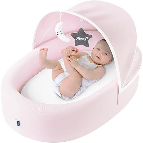 Premium Baby Lounger - Must Have Baby Bassinet for Newborn, Infant and Toddler - Baby Nest Lounger - Baby Shower - Baby Registry - Pink