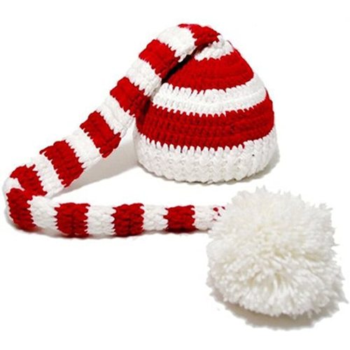 Kafeimali Baby Christmas Elf Long Tail Crochet Beanie Knit Hat Stocking Caps