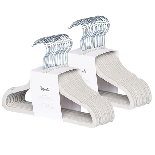 3 Sprouts Velvet Baby Hangers - Non-Slip Hanger for Infant, Toddler, Baby Clothes - Closet Kids Hangers with Slim Design, Nordic Colors, Pack of 30 - Gray
