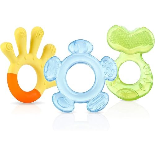 Nuby Three Step Teether Set | 3 Pack | 3m+ | Soft and Hard Teething Surfaces