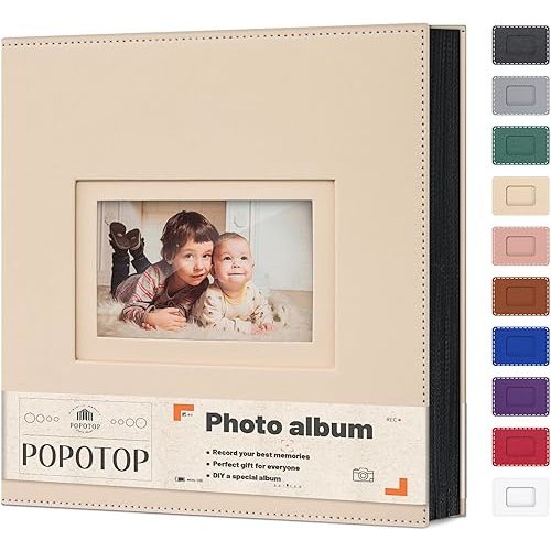 Popotop Photo Album 4x6 500 Pockets with Leather Hardcover Cover, Large Photo Album Binder Book with 50Pcs Pages for Family Travel Wedding Baby Gifts