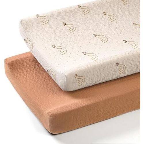 lulumoon Muslin Changing Pad Covers: Baby Cotton Changing Table Covers - Soft Changing Pad Sheets for Boys Girls
