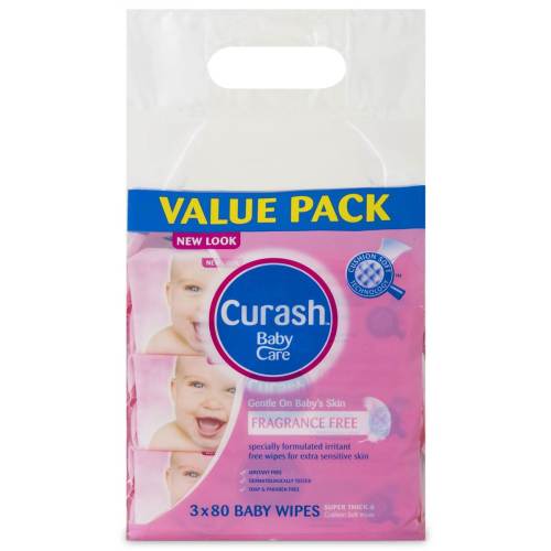Curash Baby Wipes Fragrance Free 240 pack