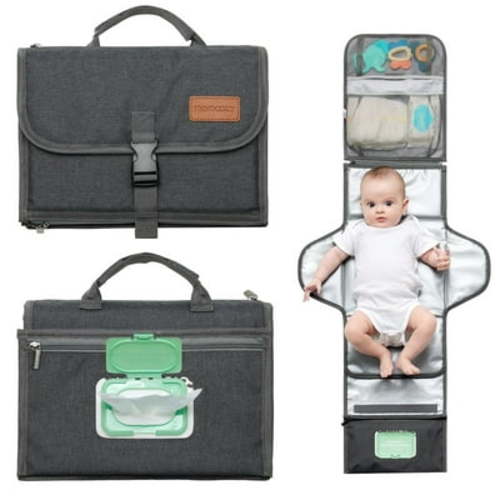 Momcozy Portable Diaper Changing Pad, Large, Fit for 0-12 Months Baby, Waterproof Foldable Changing Mat with Pillow, with Wipes Pocket