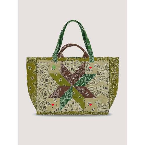 Quilted Maxi Cabas Tote - PATCHWORK - Beige / Colorblock