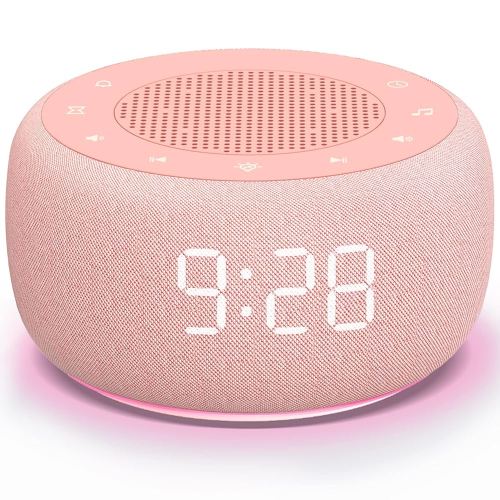 Buffbee Sound Machine & Alarm Clock 2-in-1-0-100% Display Dimmer, Under Light, Sleep Timer, Precise 30-Level Volume Control White Noise Machine