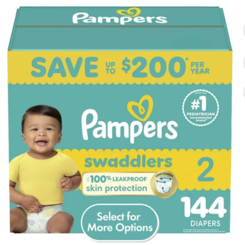 Pampers Swaddlers Baby Diapers Size 2, 144 Count (Select for More Options)
