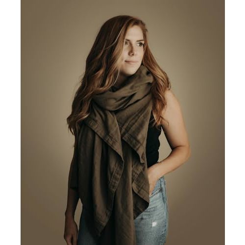 Indi by Kishu Baby GOTS Organic Muslin Nursing Cover Up for Breastfeeding, Breathable Nursing Shawl, Scarf, Privacy Nursing Cover for Breastfeeding Moms (Dark Olive)