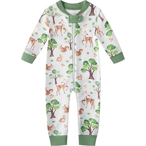 Owlivia Organic Cotton Baby Boy Girl Zip up Sleep 'N Play Pjs, Footless, Long Sleeve