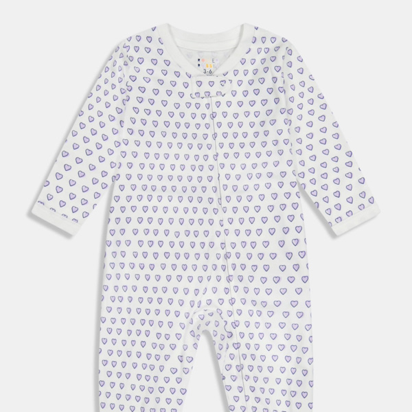 Infant Hearts Zipper Footie