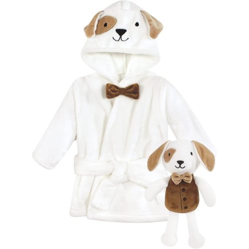 Hudson Baby unisex-baby Plush Bathrobe and Toy Set