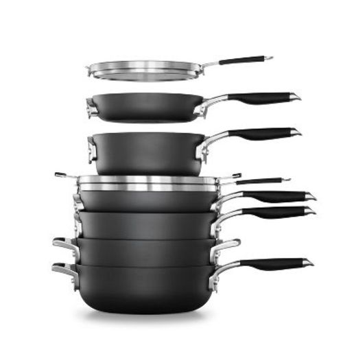 Select By Calphalon With Aquashield Nonstick 9pc Space-saving Cookware Set: Stackable Pans, Stay-cool Handles, Dishwasher-safe
