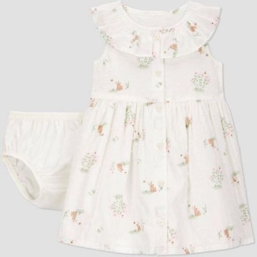 Carter's Just One You®️ Baby Girls' Floral Printed Dress - White 3m