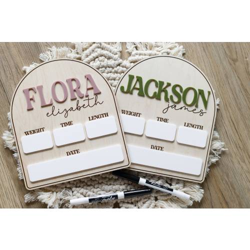 Personalized Baby Birth Announcement Sign | Custom Newborn Stats Plaque | Nursery Decor Keepsake | Maternity Keepsake