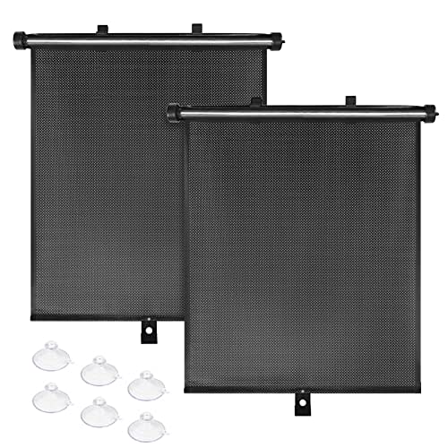 BOGI Car Window Shades for Side Windows, 2 Pack Retractable Sun Shades for UV and Sun Glare Protection Roller Car Window Shade for Baby, Kids, Pets, Passengers (15.8“x17.8”)