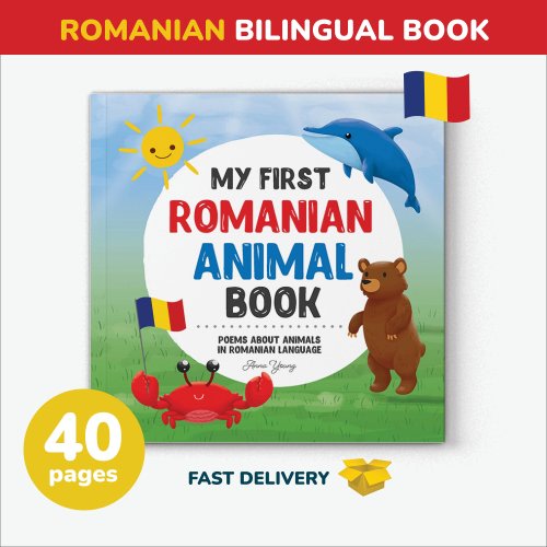 My First Romanian Animal Poem book for kids Romanian language learn Romanian English bilingual teacher Romanian parent Romanian Letters gift