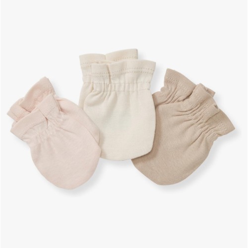 Burt's Bees Baby Baby Girls' Mittens, No-Scratch Mitts, 100% Organic Cotton, Set of 3