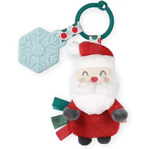 Itzy Ritzy Infant Toy & Teether - Itzy Pal Baby Teething Toy Includes Lovey, Crinkle Sound, Textured Ribbons & Silicone Teether for Newborn (Nick The Santa)