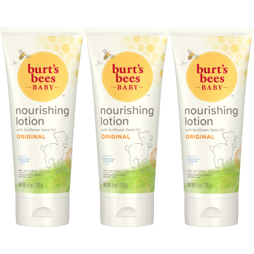 Burt's Bees Baby Nourishing Lotion, Original Scent Baby Lotion, 6 Ounce Tube, Pack of 3