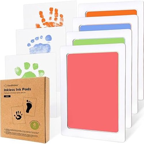 4-Pack Inkless Hand and Footprint Kit - Ink Pad for Baby Hand and Footprints - Dog Paw Print Kit,Dog Nose Print Kit - Baby Footprint Kit, Clean Touch Baby Foot Printing Kit, Handprint Kit(Candy, L)