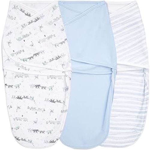 aden + anais, Cotton Knit Baby Wrap, Newborn Wearable Blanket, 3 Pack, Rising Star, 0-3 Months