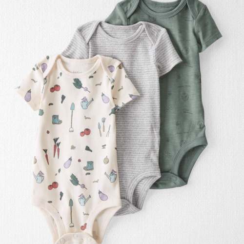 Veggie Garden, Striped, Green Team Baby 3-Pack Organic Cotton Rib Bodysuits | Carter’s Oshkosh Canada