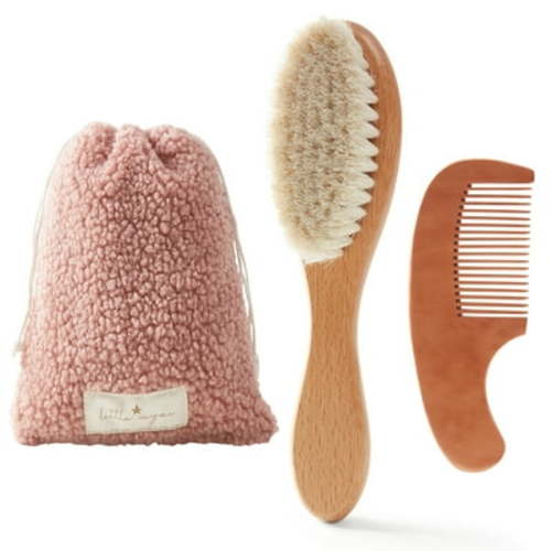 MYZI Baby Hair Brush Set – Soft Baby Brush Set for Newborns, Baby Comb and Brush Set Girl and Boy, Toddler Hair Brush and Toddler Comb - Baby Gift Set