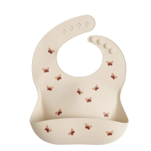 mushie Silicone Baby Bib | Adjustable Fit Waterproof Bibs (Butterflies)