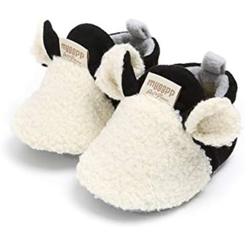 FAMI Baby Boys Girls Adjustable Slipper Shoes Anti-Slip Soft Sole Cotton Kint Crib Shoes Cartoon Moccasins