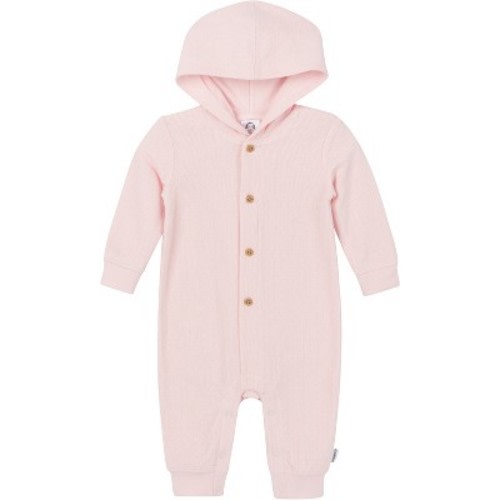 Gerber Baby Girls' Pink Hooded Romper, Pink, 0-3 Months