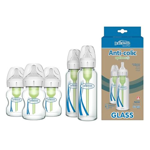 Dr. Brown's Natural Flow Options+ Glass Baby Bottles Bundle (2-Pack)
