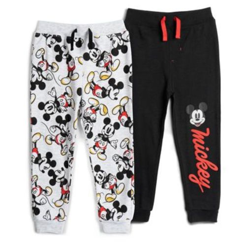 Disney Mickey Mouse Newborn Baby Boys 2 Pack Drawstring Pants Black and Grey 6-9 Months