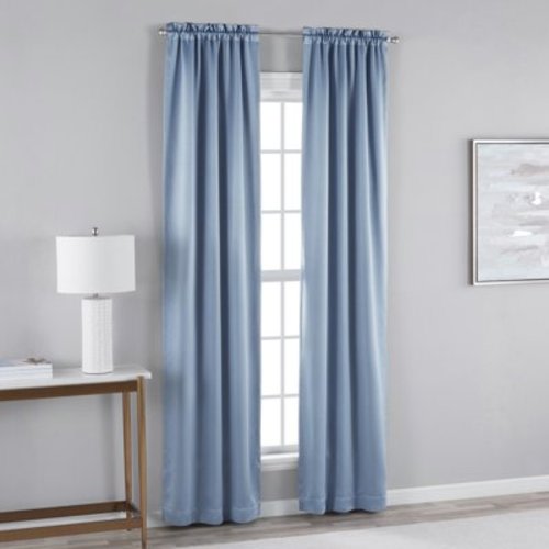 Mainstays Solid Blackout Curtain Panel Pair, Set of 2, Blue Quartz, 30”W x 95”L