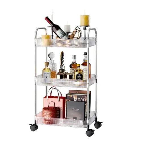 STARLATTA 3 Tier Rolling Cart with Wheels,Utility Cart Storage - TikTok Shop