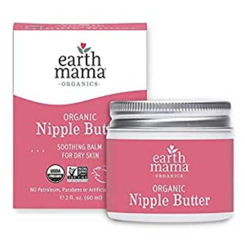 Organic Nipple Butter Breastfeeding Cream by Earth Mama | Lanolin-free, Safe for Nursing & Dry Skin, Non-GMO Project Verified, 2-Fluid Ounce (Packaging May Vary)