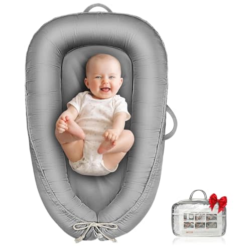 Baby Lounger - Infant Lounger for Newborn 0-24 Months, Waterproof Inner Cover and Pure Cotton Breathable Baby Nest Cover, Newborn Essentials for Baby Boys&Girls, Portable Baby Bed for Home and Travel