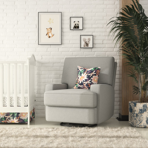 Baby Relax Rylan Swivel Glider Rocker Recliner Chair - Gray Velvet