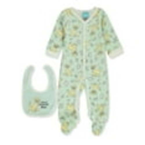 Disney The Lion King 2-Piece Baby Boys' Footed Coveralls Bib Set - aqua, 3 - 6 months (Newborn)