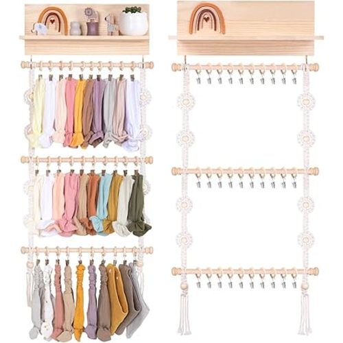 POVETIRE Baby Headband Holder, Hair Bows and Accessories Storage Organizer, Wall Hanging Decor for Nursery Toddler Girls Room (Color-4)