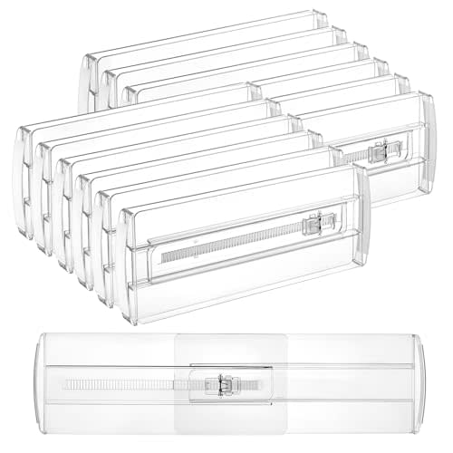Vtopmart 12 Pack Drawer Dividers for Clothes, Adjustable 4" High Expandable from 10.6"-17" Dresser Drawer Organizer, Clear Plastic Separators for Dresser, Baby Clothing, Cosmetic and Office Storage