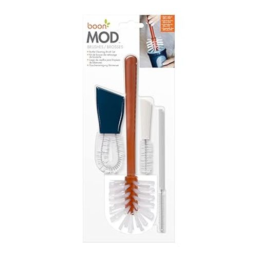 Boon Mod Replacement Baby Bottle Brushes - Includes Bottle Cleaner Brush, Straw Cleaner Brush, Nipple Brush and Detail Brush for Baby Bottles - Newborn Essentials - Sage - 4 Count