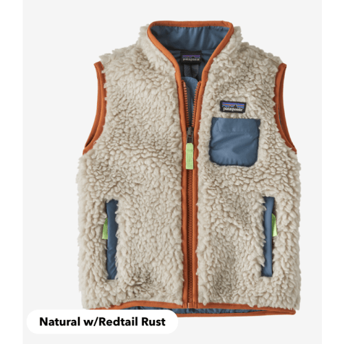 Patagonia Baby Retro-X® Fleece Vest - Natural w/Redtail Rust 6-12m or 12–18m