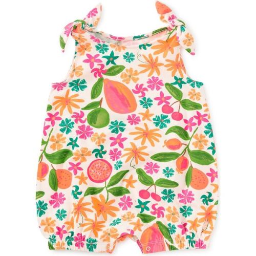 Tie Shoulder Baby Romper, Tropical Fruit Floral - Tea Collection | Maisonette