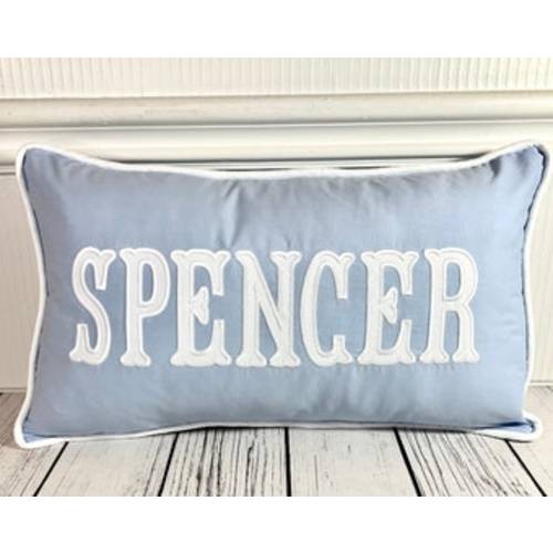Applique Big Name Pillow With Insert, College Dorm Decor, Personalized Kids Room Decor, Family Name Pillow, Blue Linen Pillow Cover - Etsy