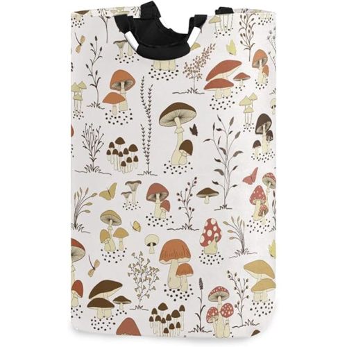 Laundry Basket With Handles Mushroom Waterproof Foldable Laundry Hamper Dirty Clothes Hampers Toy Storage Basket Organizer for Bedroom Laundry Room Nursery