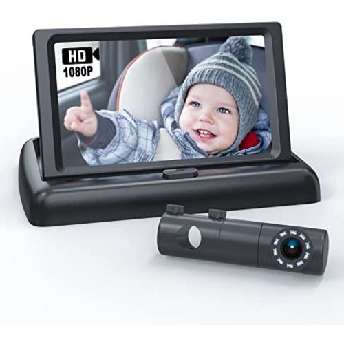 Baby Car Camera, BABYMUST 1080P Baby Car Monitor with Night Vision Function, 4.4”HD Wide View Car Seat Mirror to Observe Baby's Every Movement While Driving, Baby Car Mirror with 360° Fixable Camera