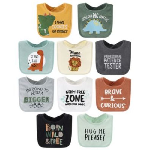 Terry Feeding Baby Boy Bibs, 10 Pack, Dino